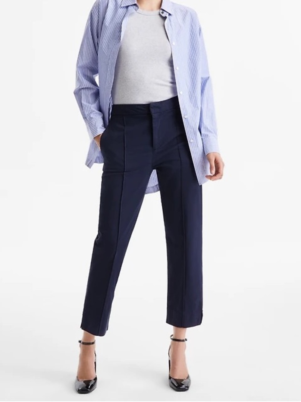Tailored Navy Cropped Dress Pants